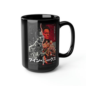 TWIN PEAKS - Tasse à café noire 15 oz, The Return, Ensemble Collage, Dale Cooper, Laura Palmer