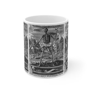 Allegory of Death - Coffee Mug 11oz, Skeleton Design 1860, Vintage Art, Gothic Image