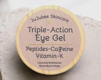 Triple-Action Eye Gel, Peptides Caffeine Vitamin-K, Natural Skincare