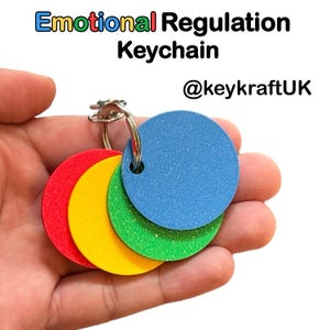 Blank Emotions Regulation Keychain 4 Colour Coded Mood Zone Discs Teaching Aid SEN Communication Tool for Teachers Parents Therapists
