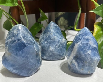 Beautiful Blue calcite flames - Crystals - Calming - anxiety - Confidence - Passion - Inspire - gift ideas - carvings