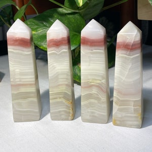 Pink Banded Onyx Towers - Happiness - Inner strength - good fortune - romance