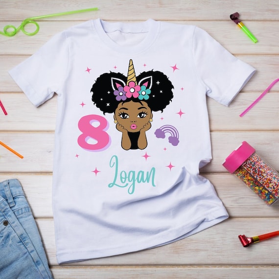 African American Unicorn Birthday Girl 
