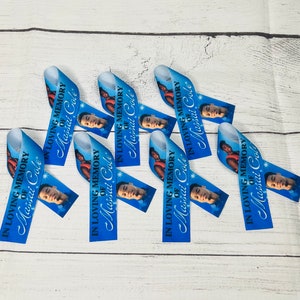 Blue Ribbon Memory Memorial Ribbon, Personal Memorial Ribbons, Awareness Robbins, Custom ...