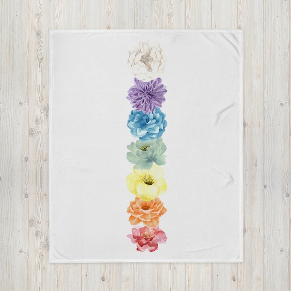 Chakra Blanket • Spiritual Chakra Decor • Meditation Blanket • Yoga Throw • Energy Healing Gift • Reiki Decor • Chakra Flower Blanket