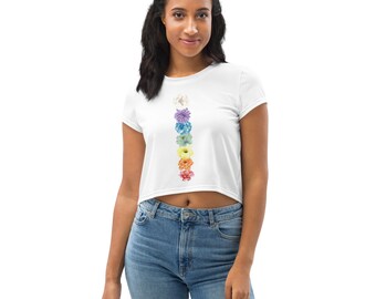 Chakra Flower All-Over Print Crop Tee