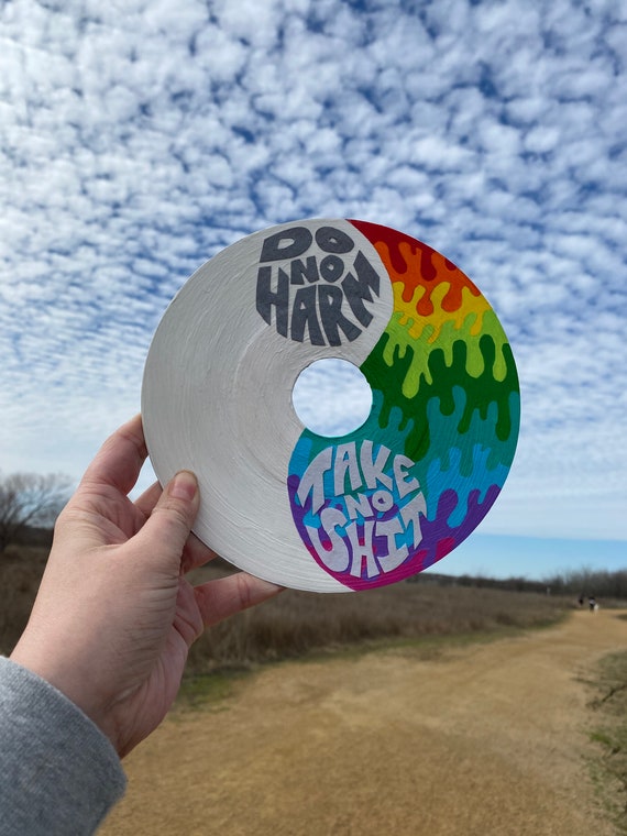 Rainbow Drip Yin Yang Mantra Mini Hand Painted 24 Record Etsy