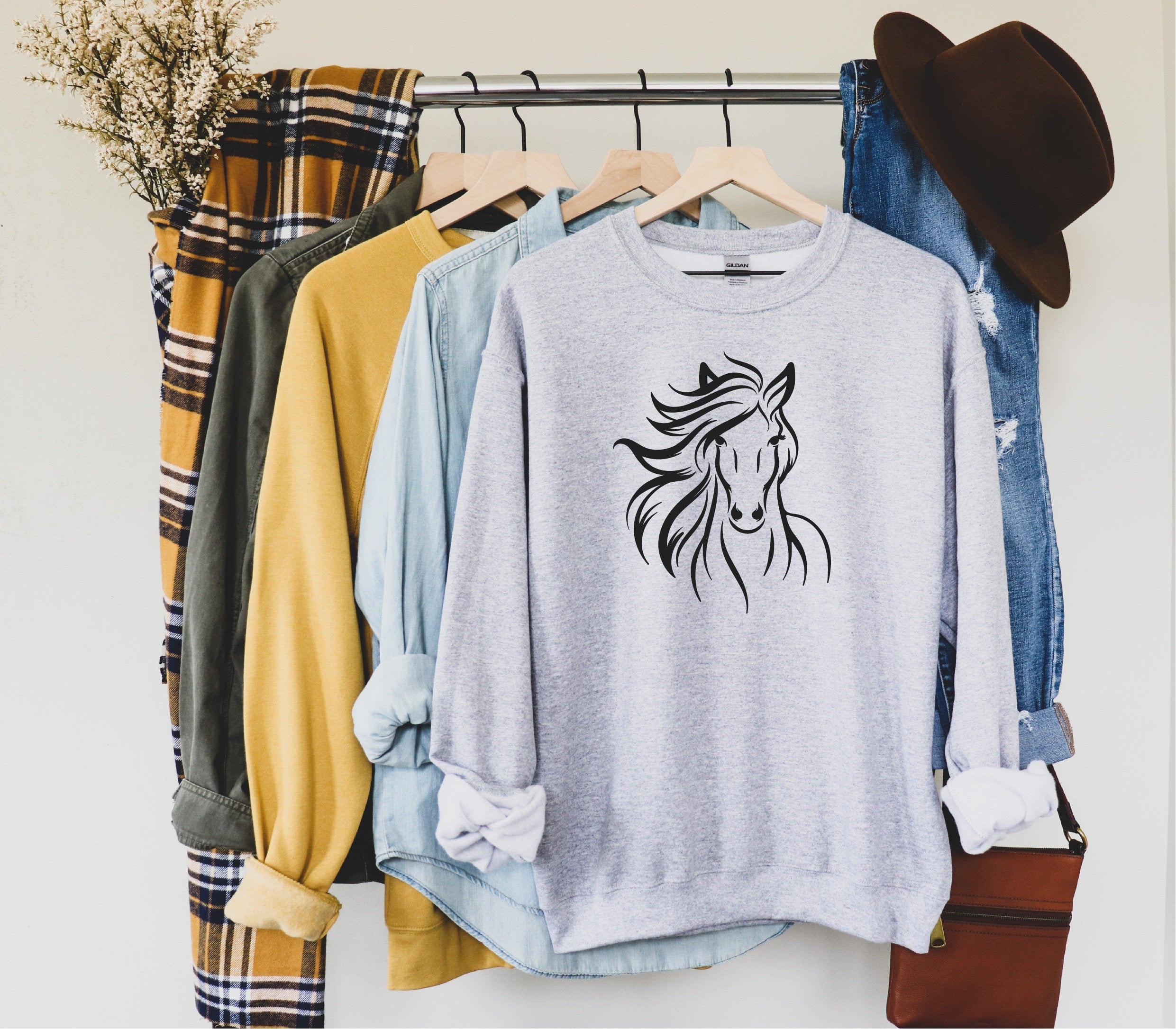 Horse Sweatshirt Horse Lover Sweatshirt Horse Girl Etsy