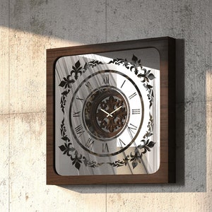Vintage Wall Clock, Oversized Timepiece with Antique Charm - Silent Roman Numerals Clock for Living Room, Antique Square Clock for chic Home