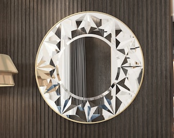 Round Mirror, Large Wall Mirror, Gold Mirror, Vanity Mirror, Art Deco Mirror, Circle Mirror, Mirror Wall Décor, Sun Mirror Small Wall Mirror