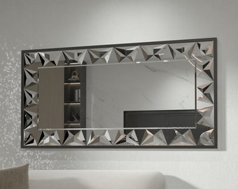 Large Gold Mirror, Vanity Mirror, Wall Mirror for Living Room, Bathroom & Entryway, Decorative Floor Mirror, Home Décor, Elegant Wall Art"