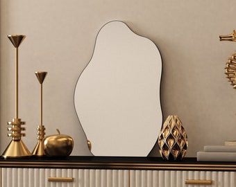 Aesthetic Room Decor, Nordic Wave Bathroom Vanity Mirror, Irregular Dressing Table Mirror, Table Top Vanity Mirror for Bathroom, Powder Room