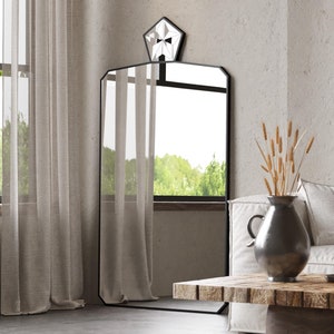 Large Floor Mirror, Full-length Standing mirror, Living Room Mirror, Modern Designer Mirror Wooden Mirror with Frame Tall Mirror for Bedroom
