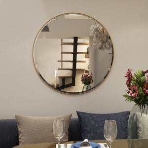 Bathroom Mirror, Round Wall Mirror, Large Wall Mirror, Vanity Mirror, Living Room Decor, Entryway Mirror, Gold Wall Mirror, Circle Mirror,