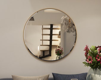 Bathroom Mirror, Round Wall Mirror, Large Wall Mirror, Vanity Mirror, Living Room Decor, Entryway Mirror, Gold Wall Mirror, Circle Mirror,