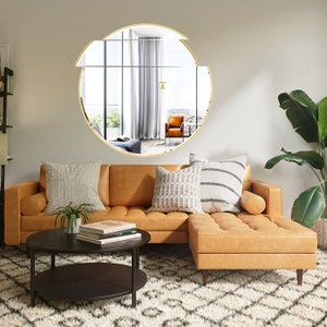 Asymmetrical Mirror, large Wall Mirror, Round Wall Mirror, Vanity Mirror, Bathroom Mirror, Irregular Mirror, Gold Mirror, Circle Mirror