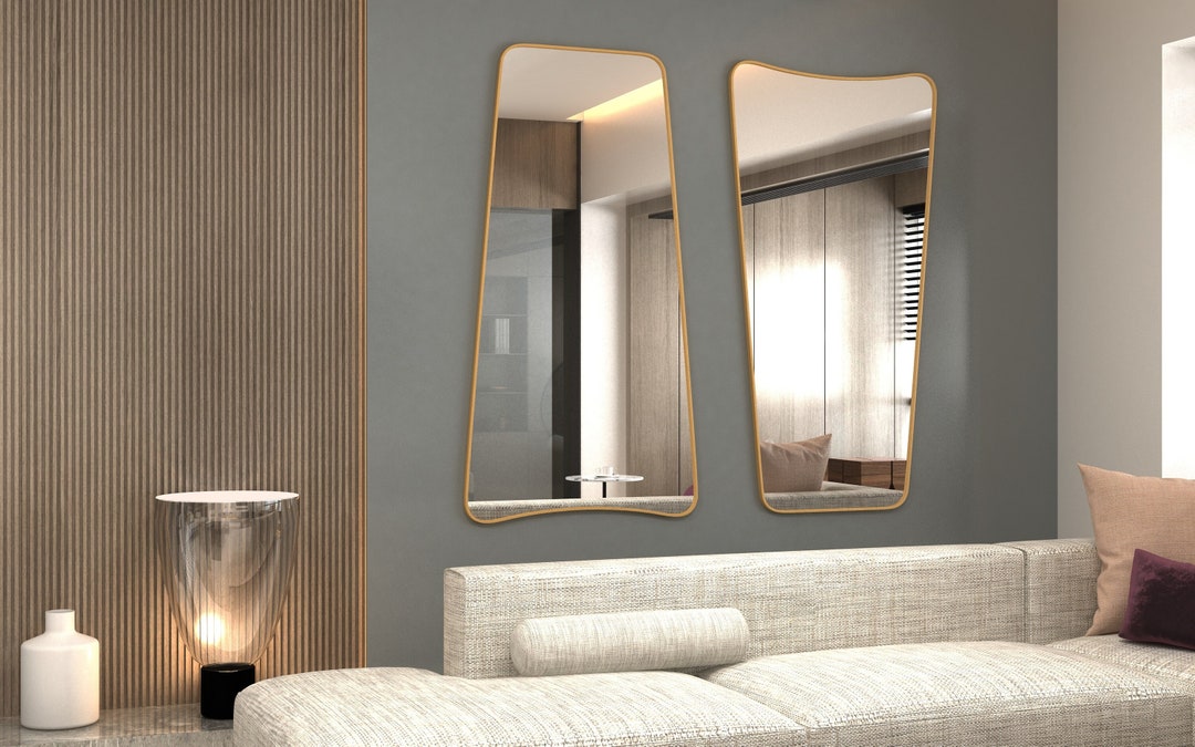 Wavy Asymmetrical Gold Wall Mirror for Bathroom Vanity - Modern Chic ...