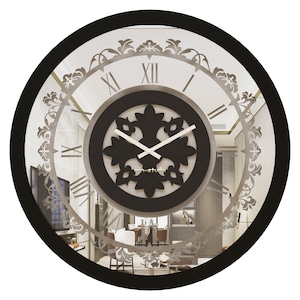 Round Wall Clocks, Traditional Floral Clocks, Vintage Black Clocks, Mirror clock, Large wall clock, Living Room Clocks, Roman Numerals Clock