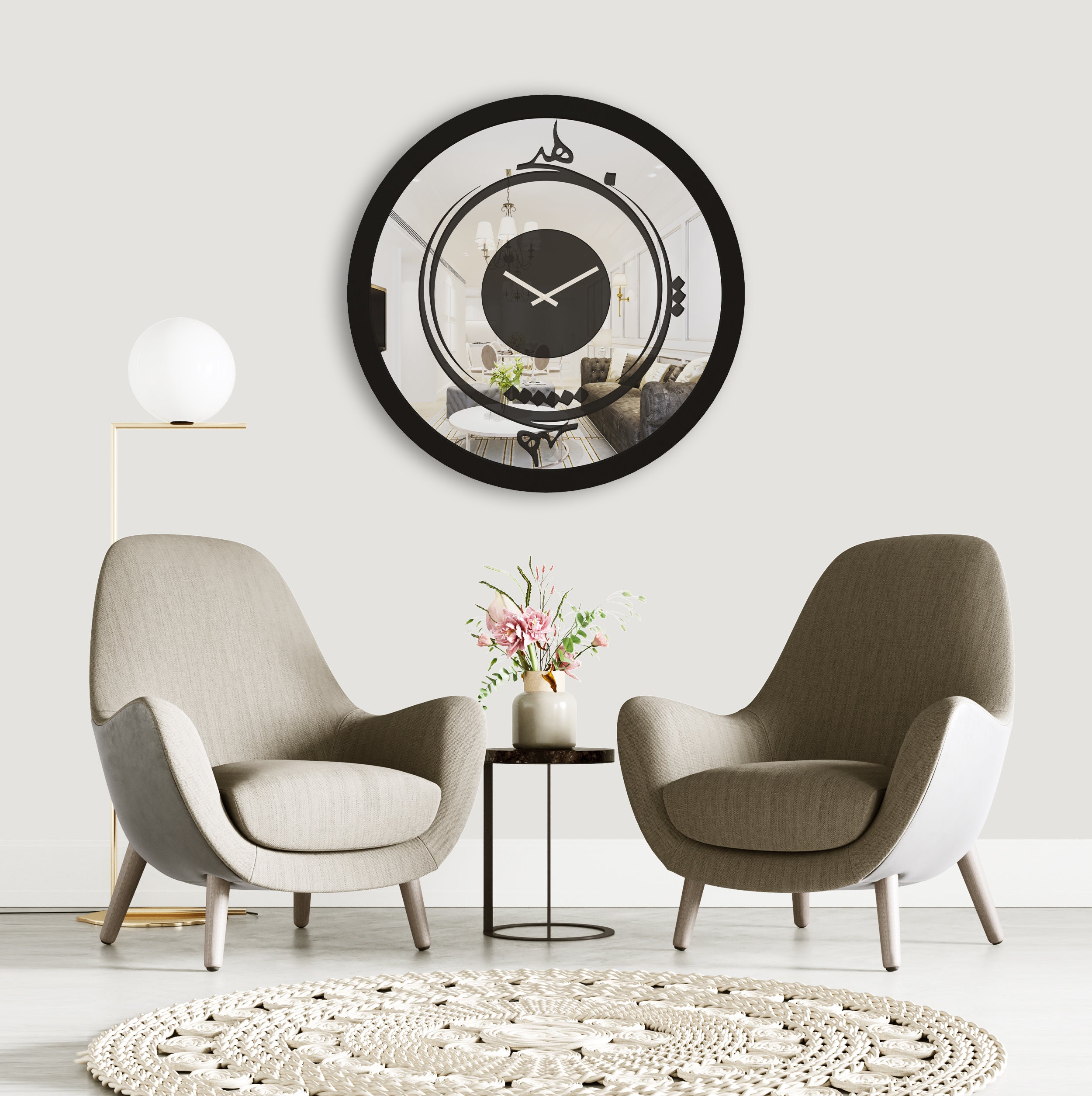 Black Grey Wall Clocks, Islamic Arabic Clocks, Calligraphy Clock ...