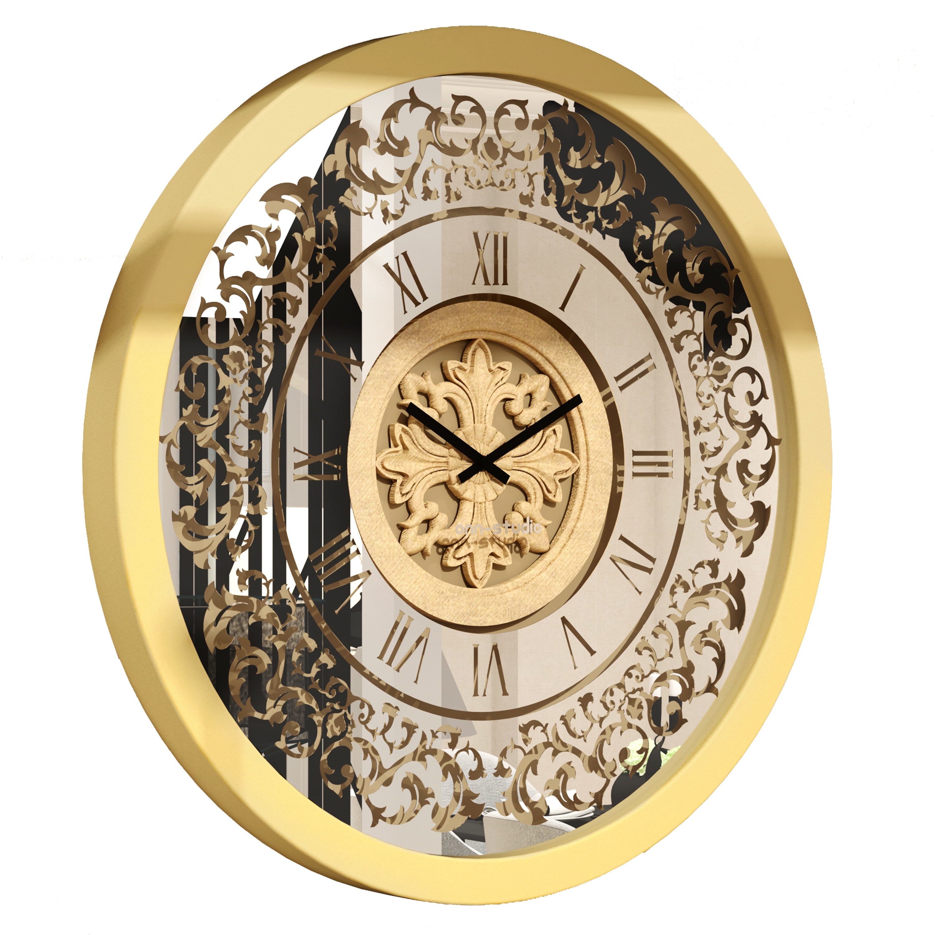 Round Wall Clocks Roman Numerals Clock Vintage Gold Clock - Etsy