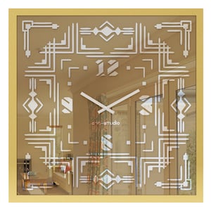 Gold Wall Clocks, Modern wall Clock, Classic Clock, Black Eclectic Clock, Unique Clocks, Mirror Clocks, Living Room Clock, Square Wall Clock