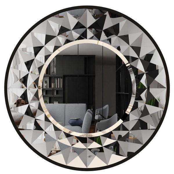 Round Mirror, Gold Mirror, Large Mirror, Aesthetic Mirror, Bedroom Mirror, Living Room Mirror Entryway Mirror, Unique Mirror, Vanity Mirror