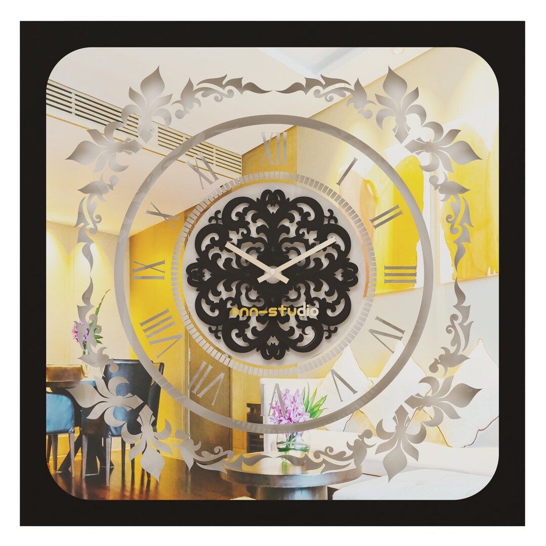 Modern Oversized Wall Clock for Living Room or Kitchen - Square Vintage ...