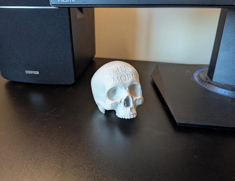 Memento Mori-skalle Stoicismdekor | Stoicismgåva | Minns döden | Stoisk dekoration | Heminredning | Skrivbordsdekor | Kontorsdekor bild 4