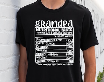T-shirt valeur nutritive grand-père, cadeau de fête des pères