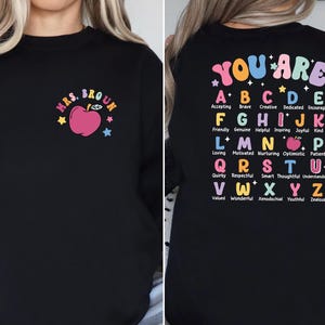 Custom Teacher Sweatshirt, Teacher Mrs Sweatshirt, Custom Teacher Name Shirt, Teacher Appreciation Gift, Back to School, Gift for Teacher