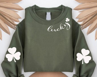 Lucky Sweatshirt, St Patty's Glitter Sweatshirt, Women's Lucky Crewneck Sweatshirt, Women's St Patrick's Day Sweatshirt, Lucky Shirt