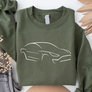 Tesla Car Graphic Sweatshirt, Modern Electric Vehicle Hoodie