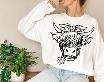 Highland Cow Sweatshirt, Western Style Crewneck