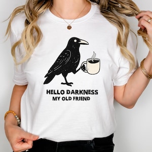 Hello Darkness My Old Friend T shirt, Halloween Shirts, Spooky Season Vibes Shirt, Trendy Retro Halloween Crewneck, Hello Darkness Tee, H50