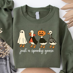 Halloween Goose Sweatshirt, Just a Spooky Goose Sweatshirt, Funny Silly Goose Halloween Sweatshirt, Halloween Girls Sweatshirt,Spooky Season