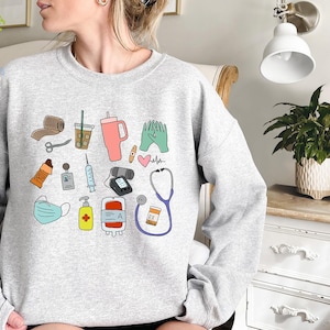 Vintage Style Nurse Sweatshirt, RN ER Crewneck, Medical Gift