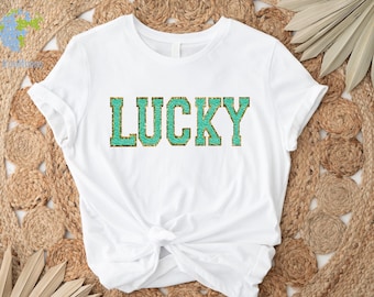 LUCKY Shirt St Patricks Day Shirt Women Saint Patricks Day Shirts Cute St Paddys Day Shirt St Patrick Day Shirt four leaf clover shirt green