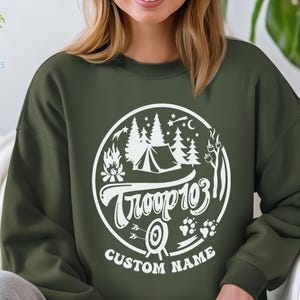 Custom Scout Sweatshirt, Custom Camp Troop Number Hoodie Camping Shirt, Camping Shirt, Troop Shirt, Girls Camping Tee, Girls Shirt