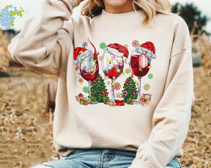 Funny Christmas Sweatshirt, Tipsy and Bright Shirt, Wine Lover Shirt, Wine Lover Gift, Christmas Day Shirt, Funny Christmas Gift, Xmas Tee