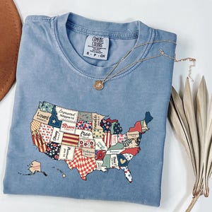 Comfort Colors® Amerika Karte Shirt, Retro USA Shirt, Bibel Vers USA Karte Shirt, Floral Amerika Shirt, Unabhängigkeit Shirt, 4. Juli Shirt