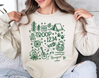 Custom Scout Troop Camping Sweatshirt, Personalized Camp Hoodie