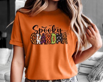 Personalized Halloween Grandma Shirt With Grandkid Names, Custom Grandma Gift Halloween, Spooky Nana Shirt, Funny Spider Tee for Grandmother