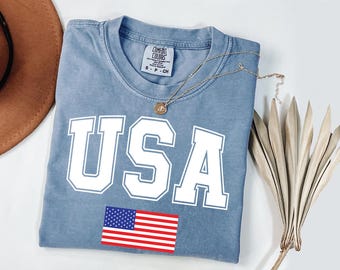 Comfort Colors USA Flag Tshirt, 4 of July Tshirt, USA Flag Tshirt, USA Shirt for 4of July, Independent Day Shirt, Retro Usa Pary, Usa Tee