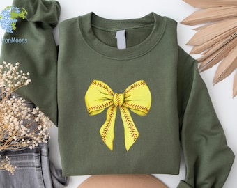 Softball Shirt, Coquette Softball Sweatshirt, Softball Bow Shirt, Softball Mom Shirt, Game Day Shirt, Fall Sports Gift