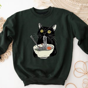 Sweat-shirt ramen chat, sweat à capuche graphique anime chaton kawaii image 3
