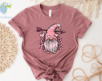 Valentine Gnome Heart Shirt, Women's Valentines Day Gift