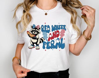 Funny 4th of July Shirt, Feral & Free Raccoon Comfort Colors T-Shirt, American Feral Girl Summer Meme Shirt, Patriotic Independence Day Gift