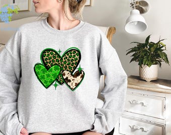 Heart Shamrock Sweatshirt, Love Clover Hoodie, Shamrock Sweatshirt, St Patricks Day Sweatshirt, Four Leaf Clover, Lucky Shirt, Irish Shirt