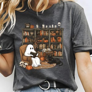 Chemise de livres de lecture fantôme rétro, chemise d&#39;Halloween fantôme de bibliothécaire, chemise de professeur d&#39;Halloween, chemise d&#39;Halloween, cadeau de professeur, chemise d&#39;écolier boo