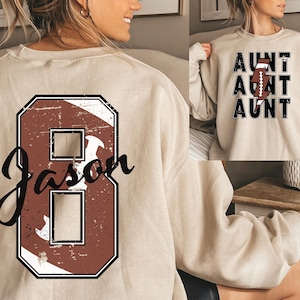 Football Aunt  Sweatshirt,Personalized Football Mom Sweater,Football Mom Sweater With Kids Name and Number,Football Mom Sweatshirt Hoodie